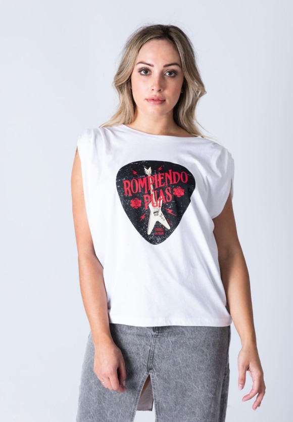 Camiseta Rompiendo Púas blanca