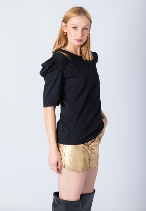 Camiseta cut out Gueparda negra