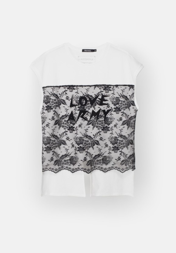 Camiseta encaje Love Army blanca