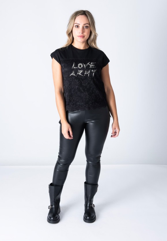 Camiseta encaje Love Army negra