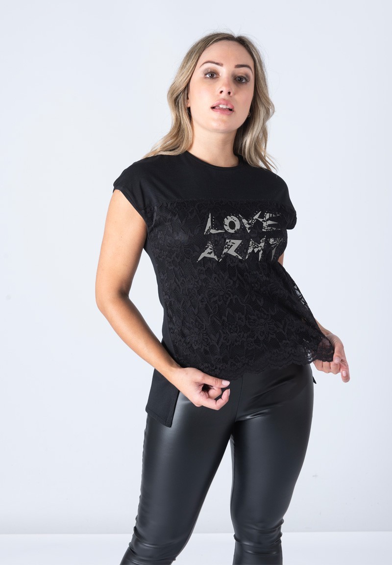 Camiseta encaje Love Army negra