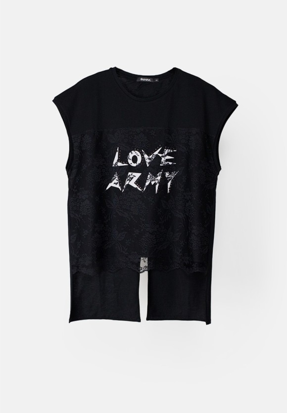 Camiseta encaje Love Army negra