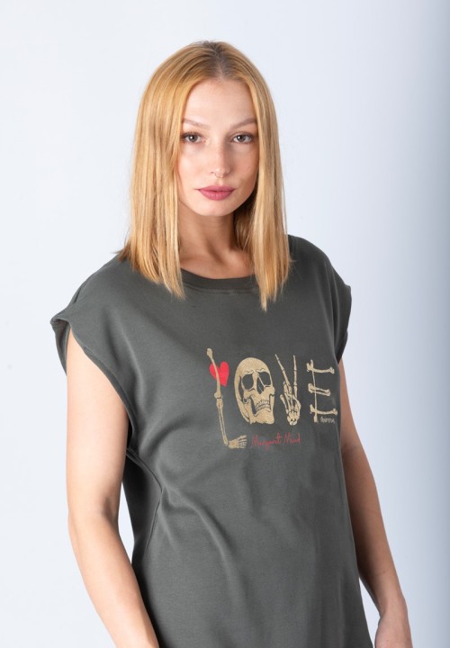 Camiseta Margaret Mead Love verde con dorado