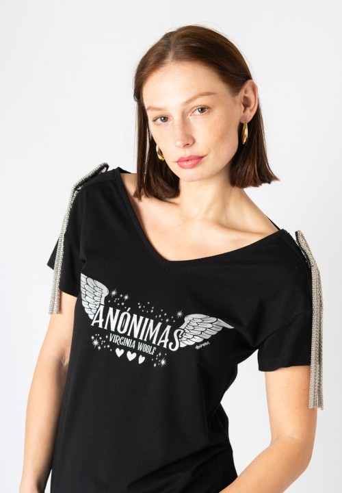 Camiseta Virginia Woolf Anónimas Negra