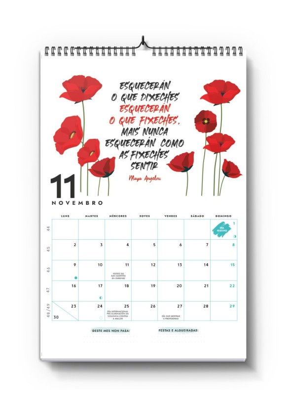 Almanaque de parede 2026 Ei Carballeira
