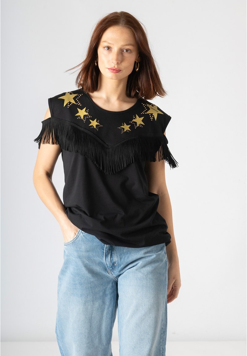 Camiseta flecos estrellas