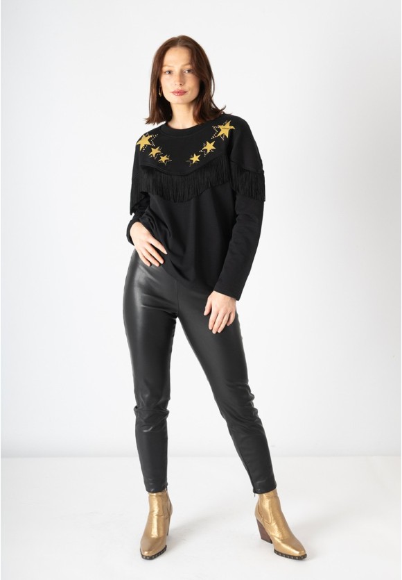 Sudadera flecos estrellas