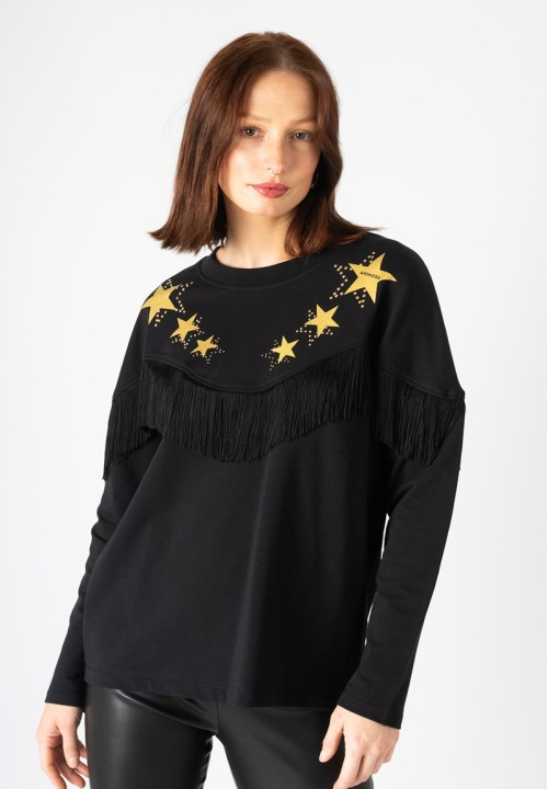 Sudadera flecos estrellas