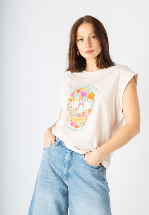 Camiseta Calavera Flores