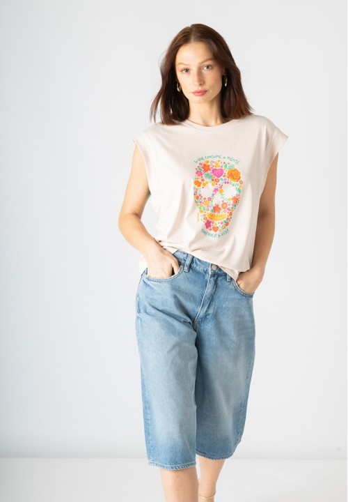 Camiseta Calavera Flores