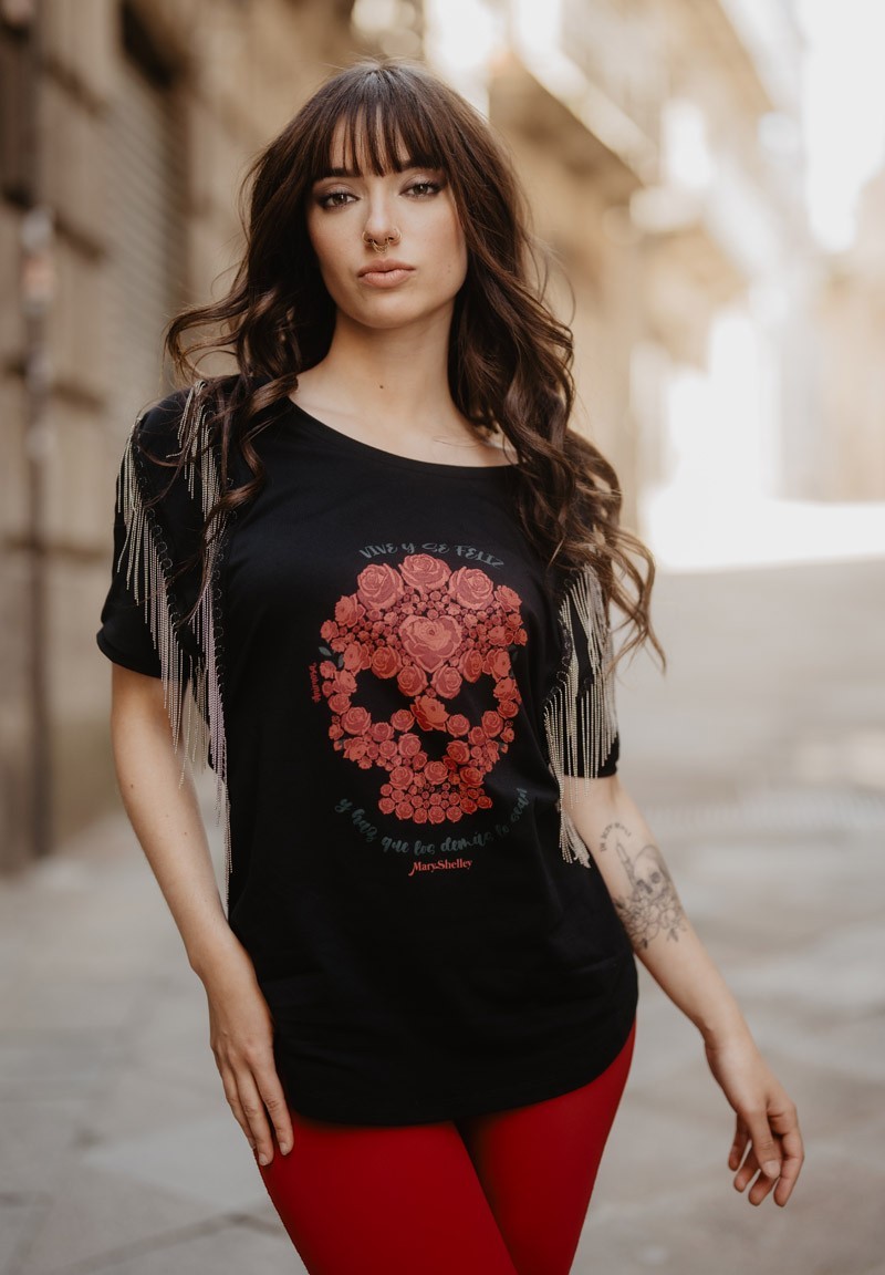 Camiseta negra Mary Shelley Calavera