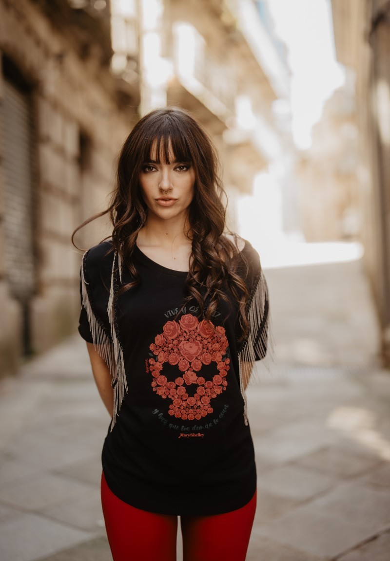 Camiseta negra Mary Shelley Calavera