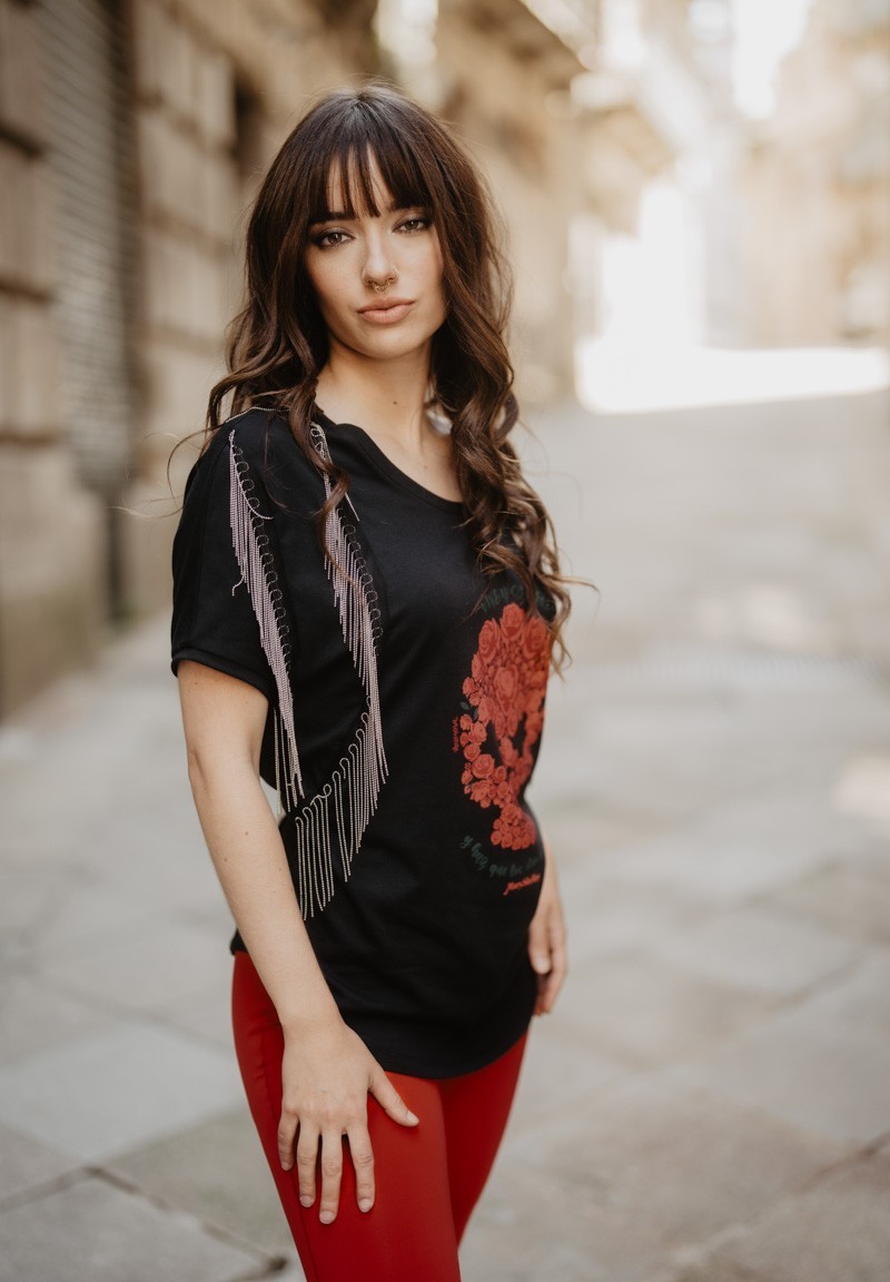 Camiseta negra Mary Shelley Calavera