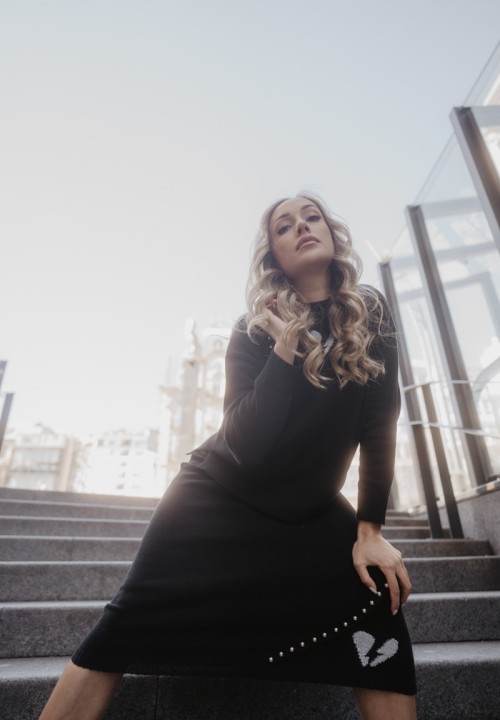 Falda Corazón Rayo punto negra