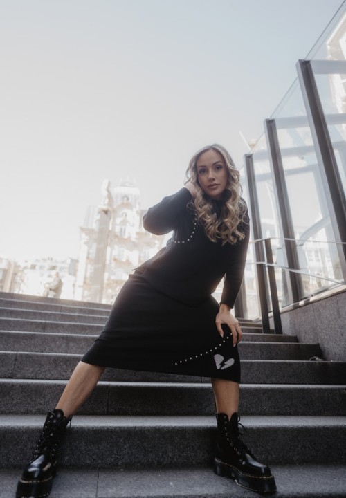 Falda Corazón Rayo punto negra