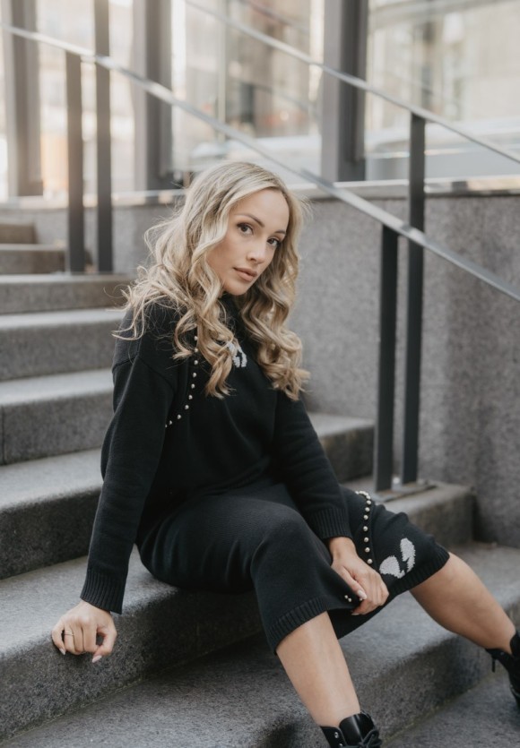 Falda Corazón Rayo punto negra