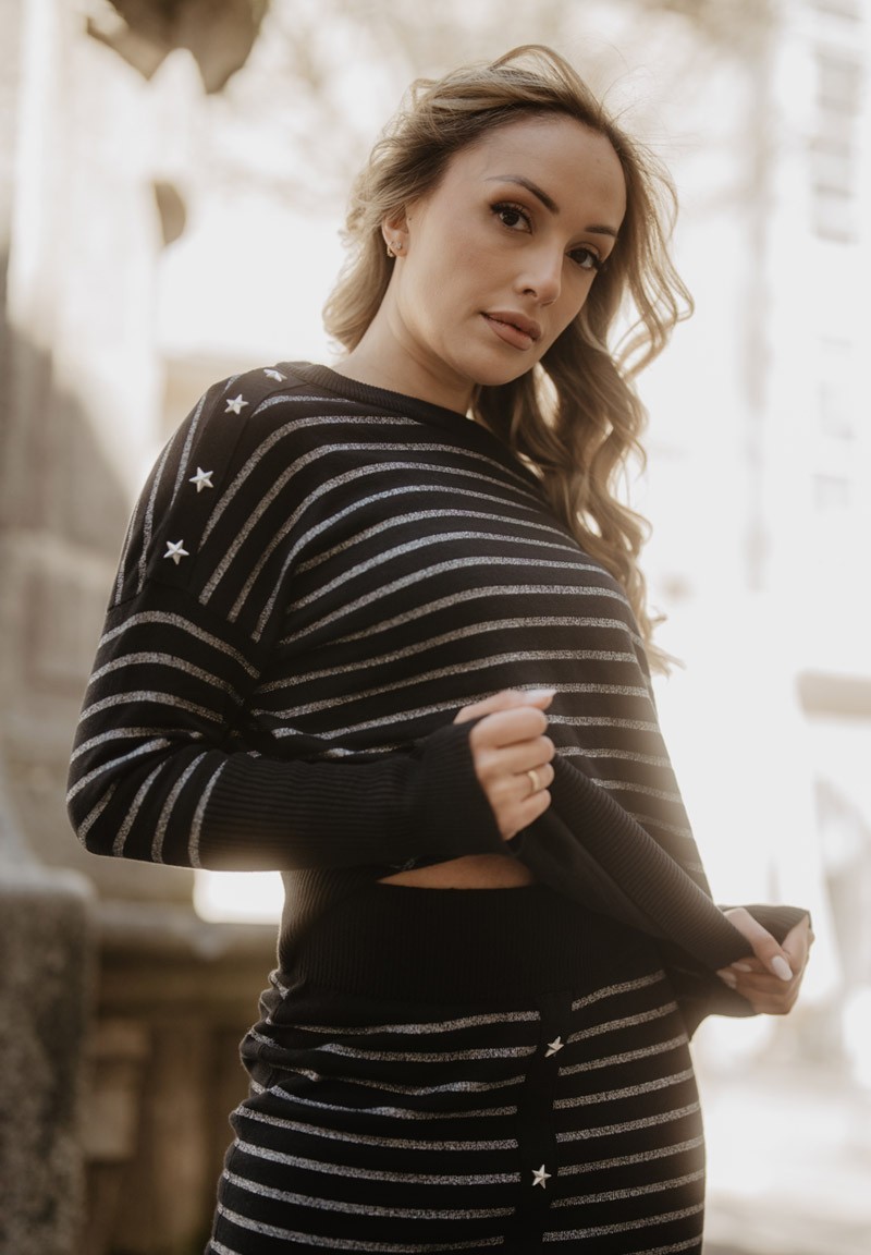 Falda Rayas Estrellas punto negra