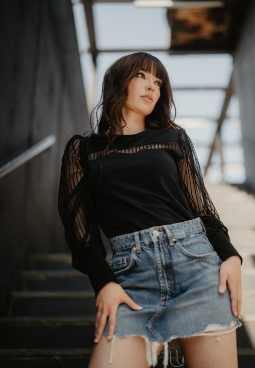 Camiseta manga abullonada tul