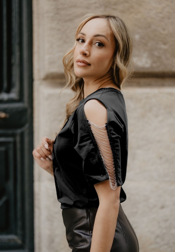 Camiseta negra Calavera Encaje