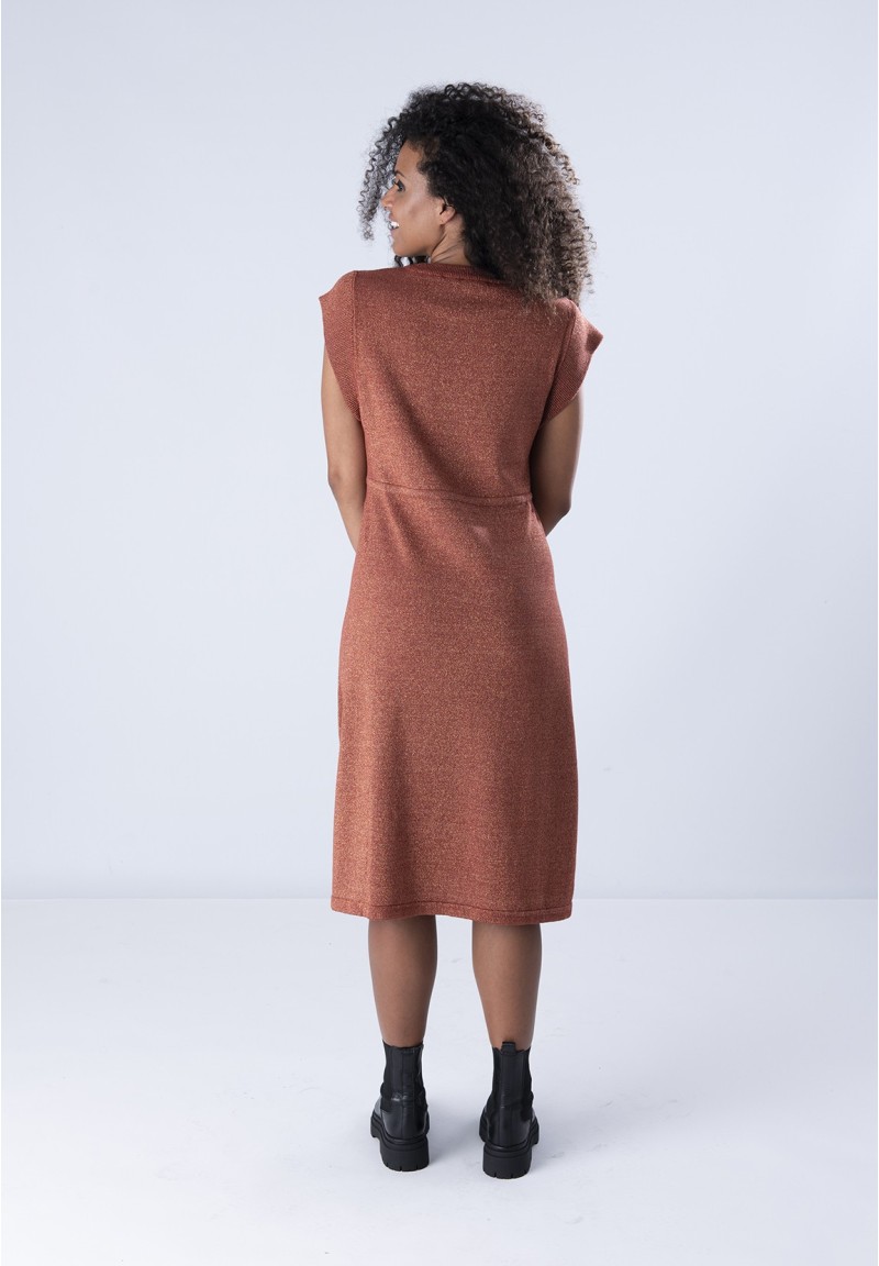 Vestido Lúrex Poderosa teja