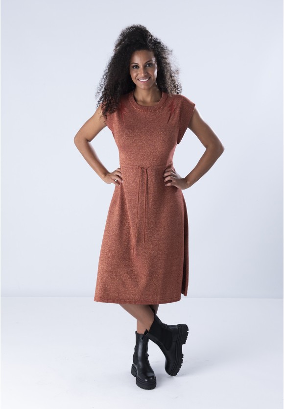 Vestido Lúrex Poderosa Teja