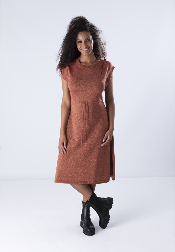 Vestido Lúrex Poderosa Teja