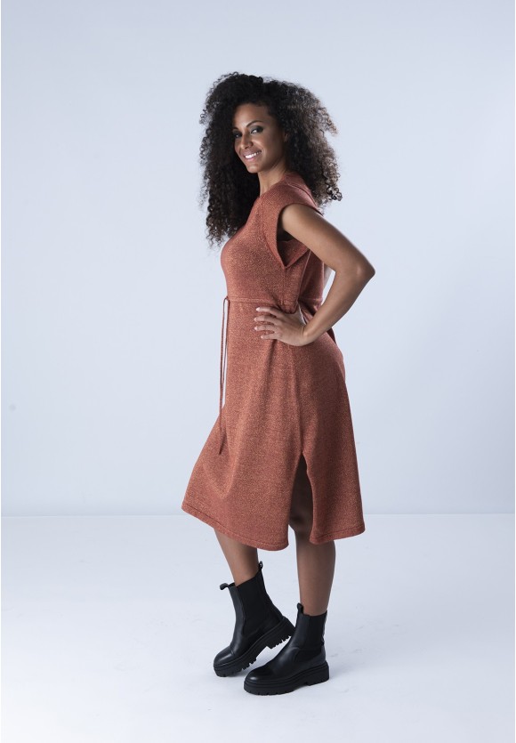 Vestido Lúrex Poderosa Teja