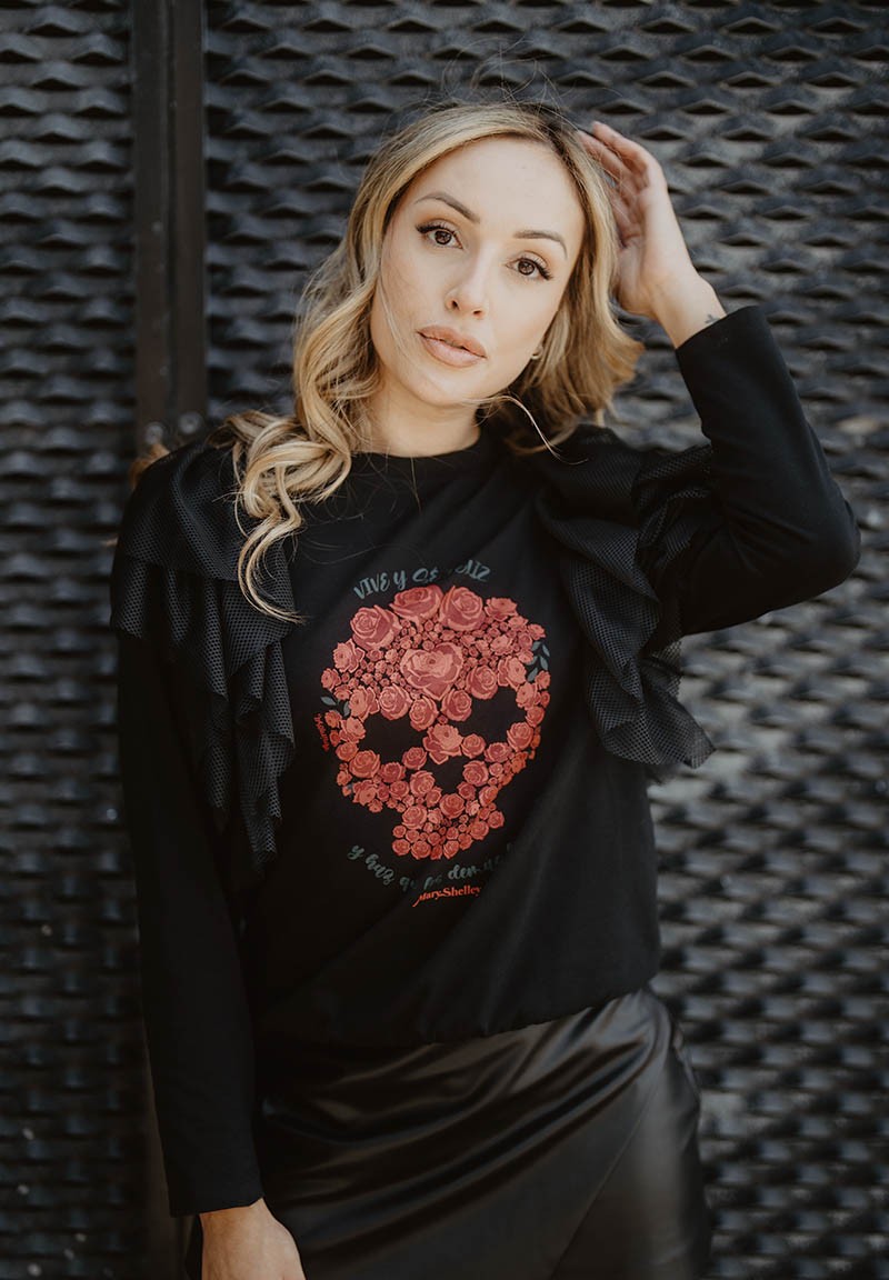 Camiseta volantes Mary Shelley Calavera