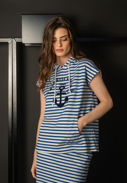 Sudadera de rayas marineras con ancla bordada | Animosa