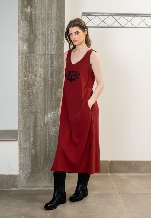 Vestido largo de cuello en V con la palabra Amour | Animosa