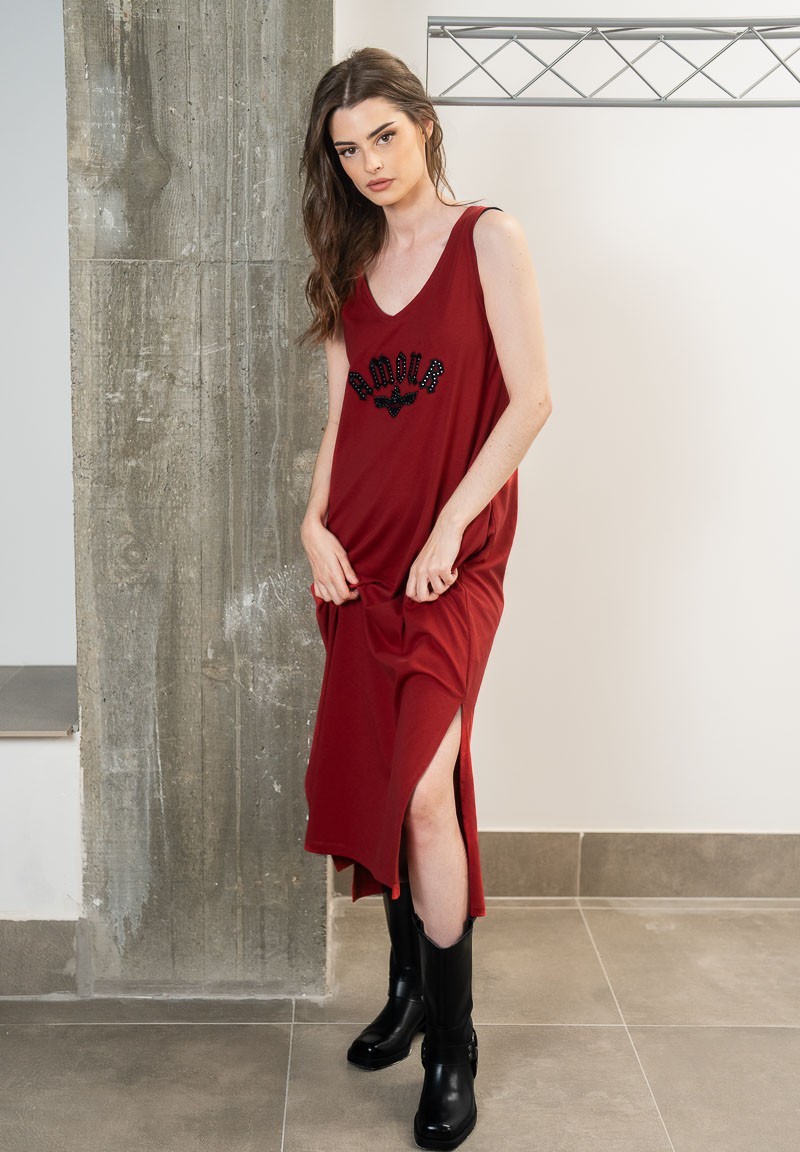 Vestido largo de cuello en V con la palabra Amour | Animosa