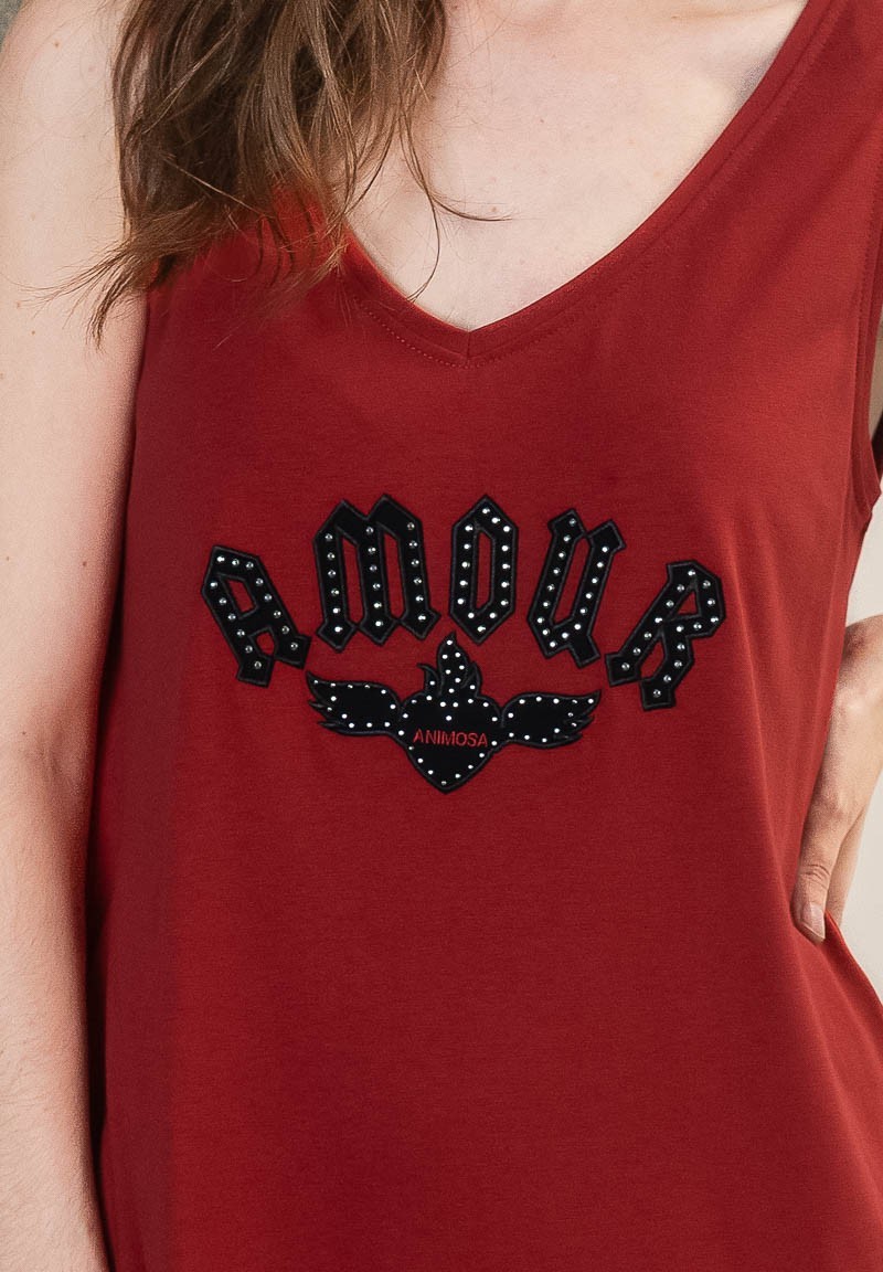 Vestido largo de cuello en V con la palabra Amour | Animosa
