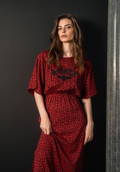Vestido animal print con la palabra Amour bordada | Animosa