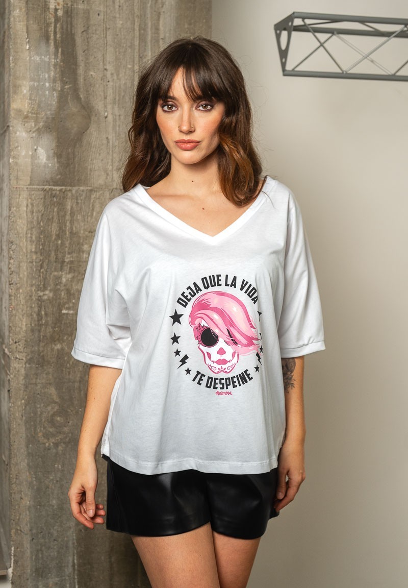 Camiseta ancha con ilustración de calavera y mensaje | Animosa