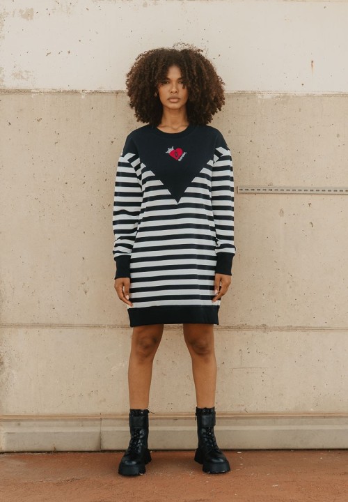 Vestido tipo sudadera de rayas Reina de corazones | Animosa