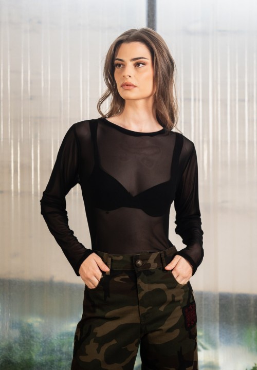 Camiseta de tul transparente y parche Love Force | Animosa