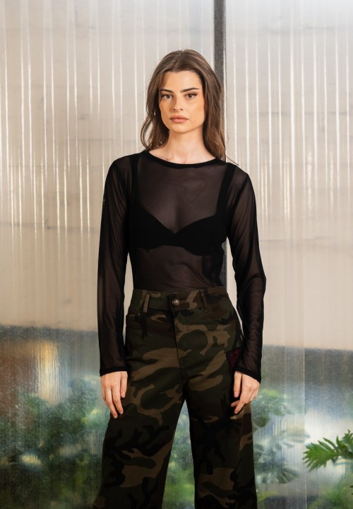 Camiseta de tul transparente y parche Love Force | Animosa