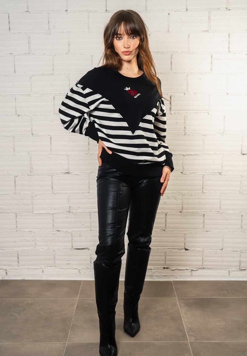 Sudadera de rayas con bordado Reina de corazones | Animosa