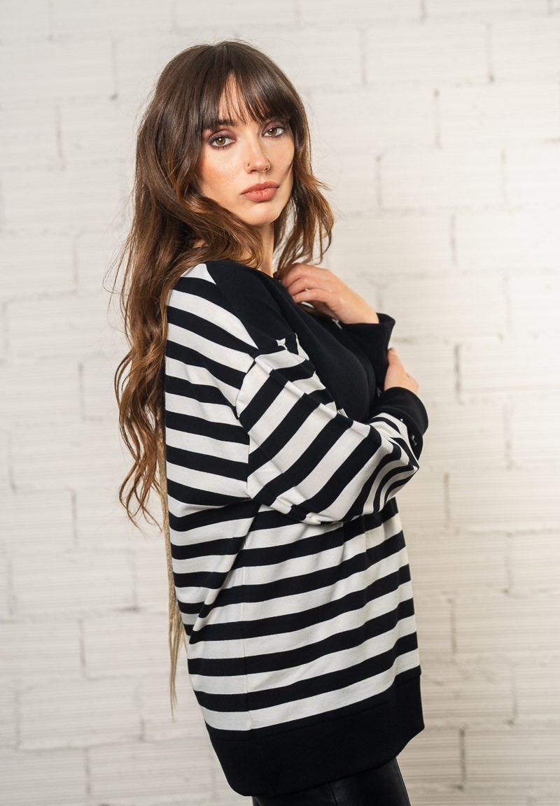 Sudadera de rayas con bordado Reina de corazones | Animosa