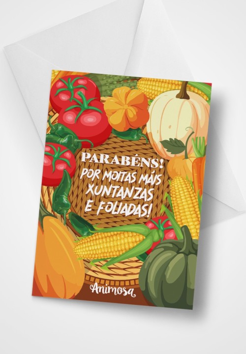 Tarxeta Parabéns por moitas xuntanzas con sobre | Animosa