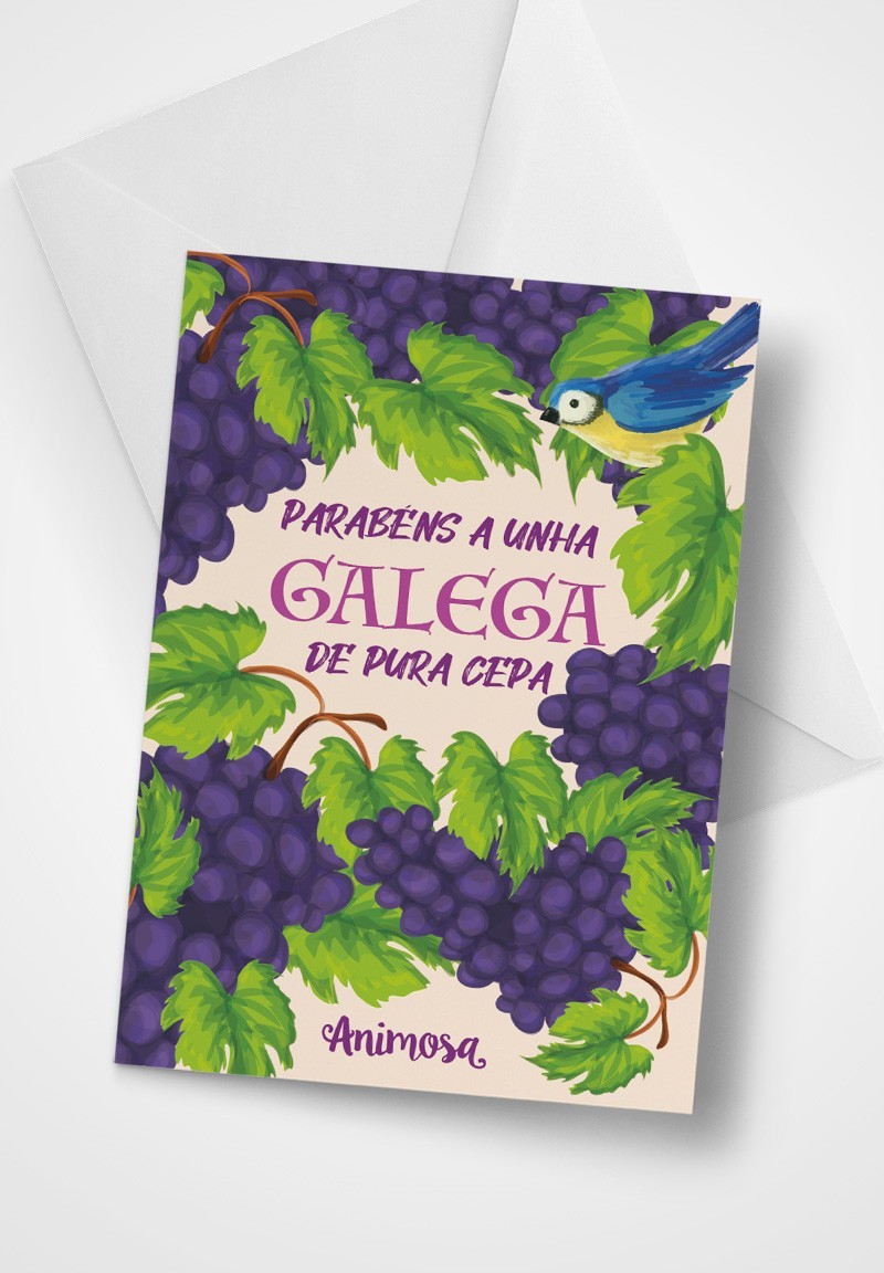 Tarxeta Parabéns Galega de pura cepa con sobre | Animosa