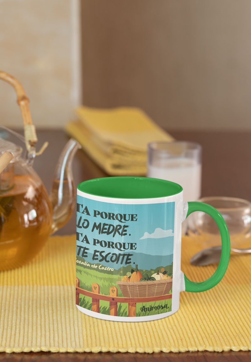 Cunca Rosalía «Canta porque o millo medre» interior verde | Animosa