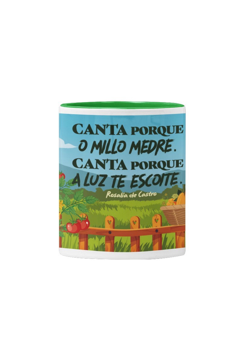 Cunca Rosalía «Canta porque o millo medre» interior verde | Animosa