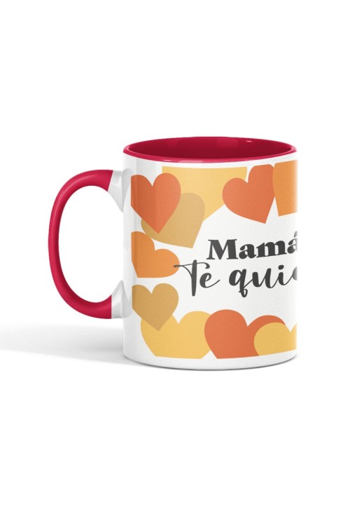 Taza Mamá te quiero con estampado de corazones | Animosa