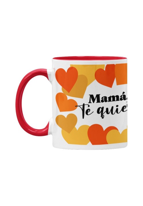 Taza Mamá te quiero con estampado de corazones | Animosa