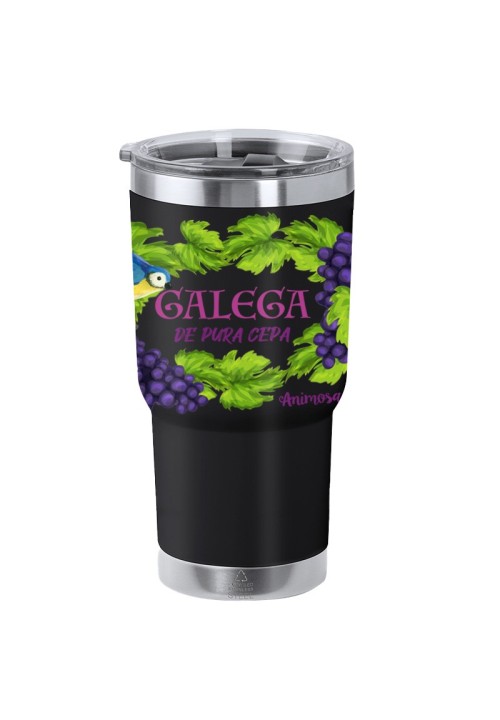 Vaso isotérmico «Galega de pura cepa» con tapa | Animosa