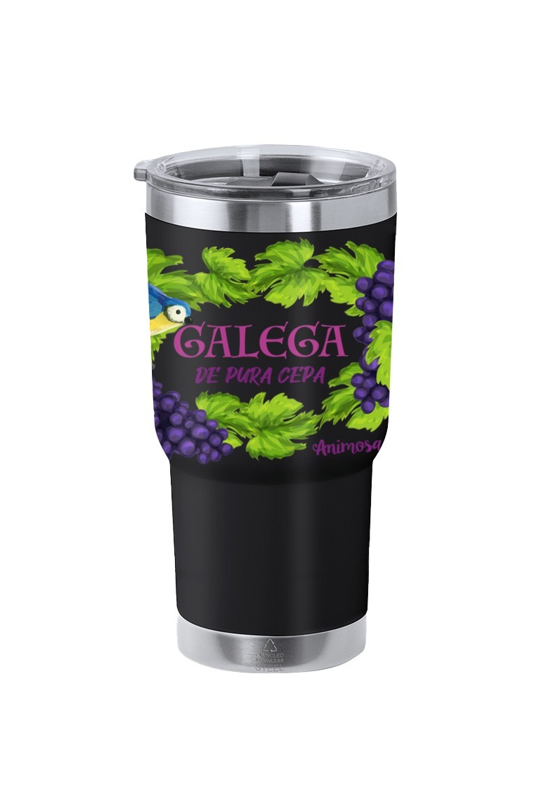 Vaso isotérmico «Galega de pura cepa» con tapa | Animosa