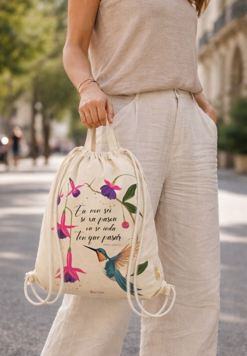 Mochila beis María Mariño con asa superior | Animosa