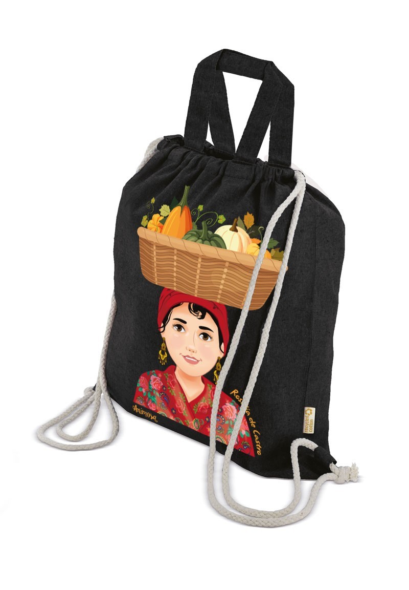 Mochila negra Ilustración Rosalía de Castro | Animosa