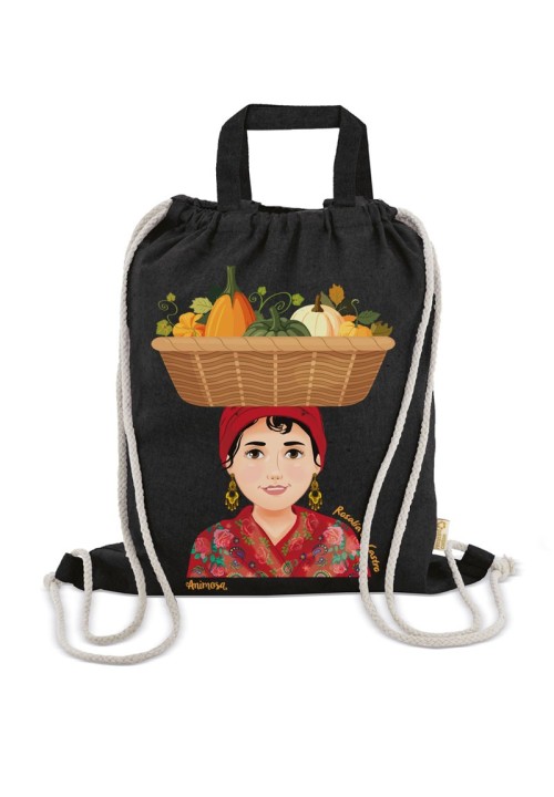 Mochila negra Ilustración Rosalía de Castro | Animosa